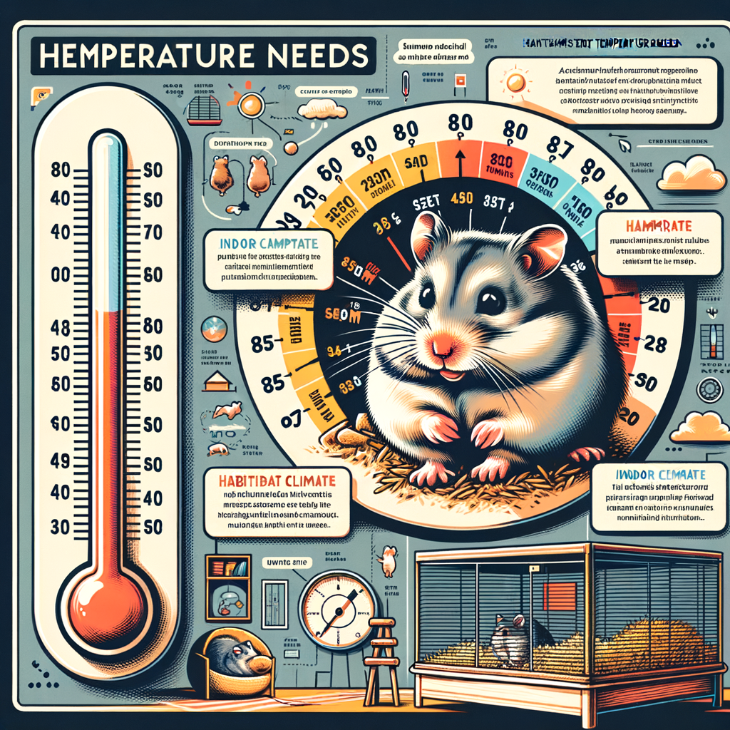 Infographic detailing ideal hamster temperature for perfect climate in hamster habitat, emphasizing hamster care temperature and importance of setting hamster cage temperature for healthy hamsters.