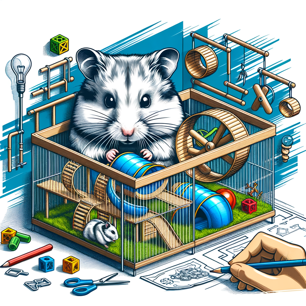 DIY hamster playpen design showcasing safe indoor and outdoor hamster exploration spaces with custom toys, illustrating creative hamster play area ideas for hamster playpen safety.