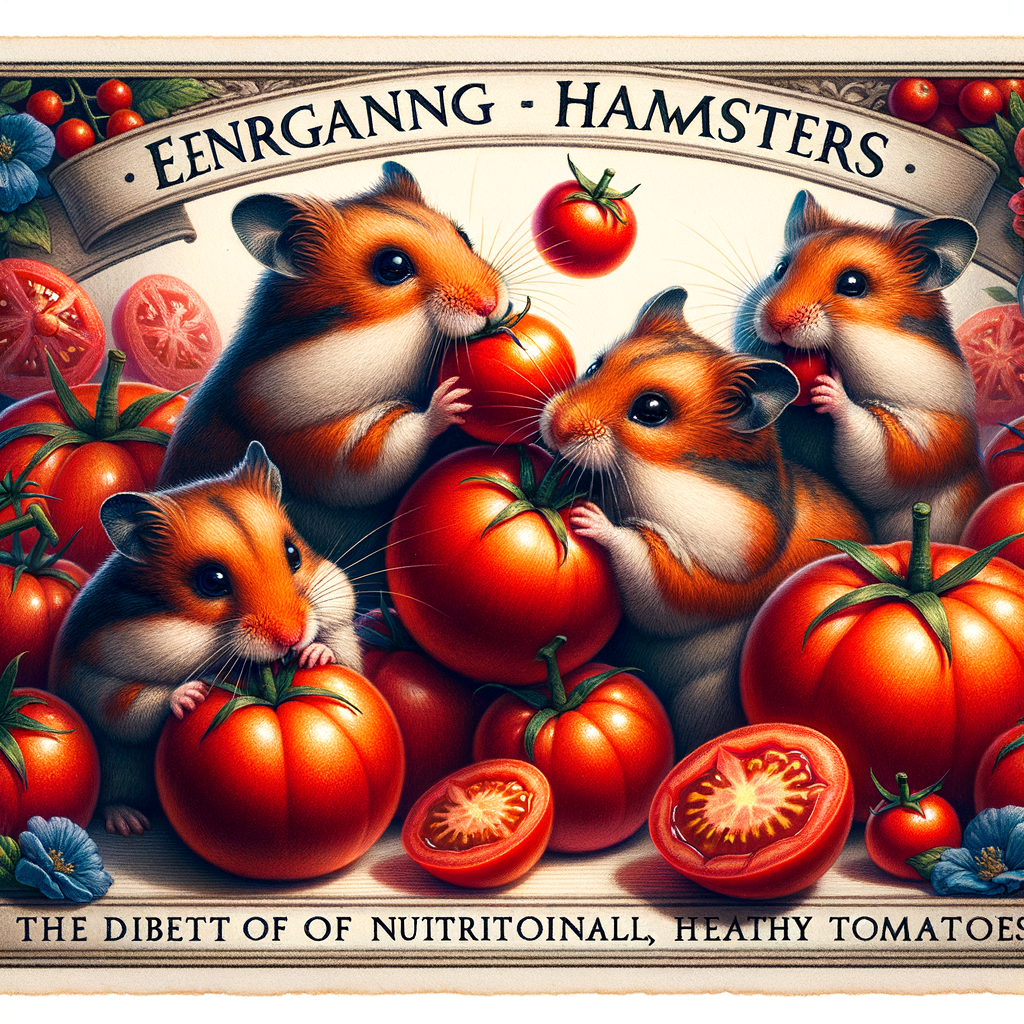 Hamsters eating tomatoes as part of their diet, showcasing the benefits and temptations of feeding tomatoes to hamsters, their favorite food.