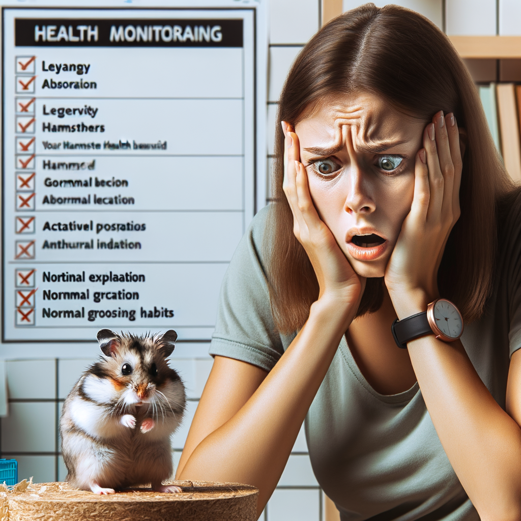Pet owner attentively monitoring hamster health, checking signs of sick hamster symptoms, emphasizing the importance of pet health monitoring and hamster care.