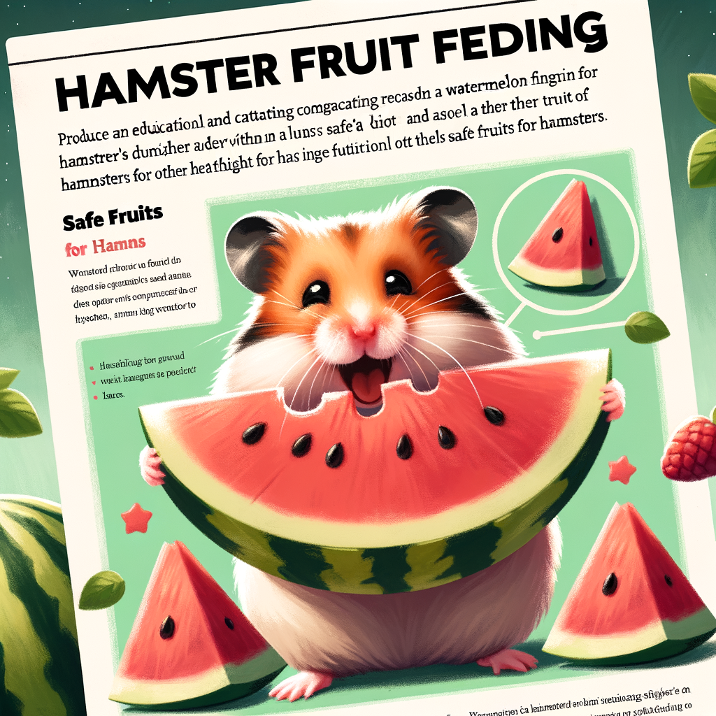 Hamster happily eating watermelon, showcasing the benefits of watermelon in a hamster's diet as part of a comprehensive hamster fruit feeding guide, emphasizing safe fruits and overall hamster nutrition and care.