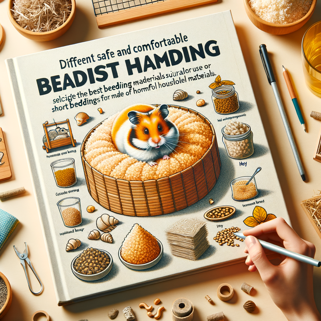 Visual guide illustrating the process of choosing the perfect hamster bedding materials, highlighting safe and comfortable options for hamster cage bedding and DIY hamster bedding ideas for optimal hamster health.