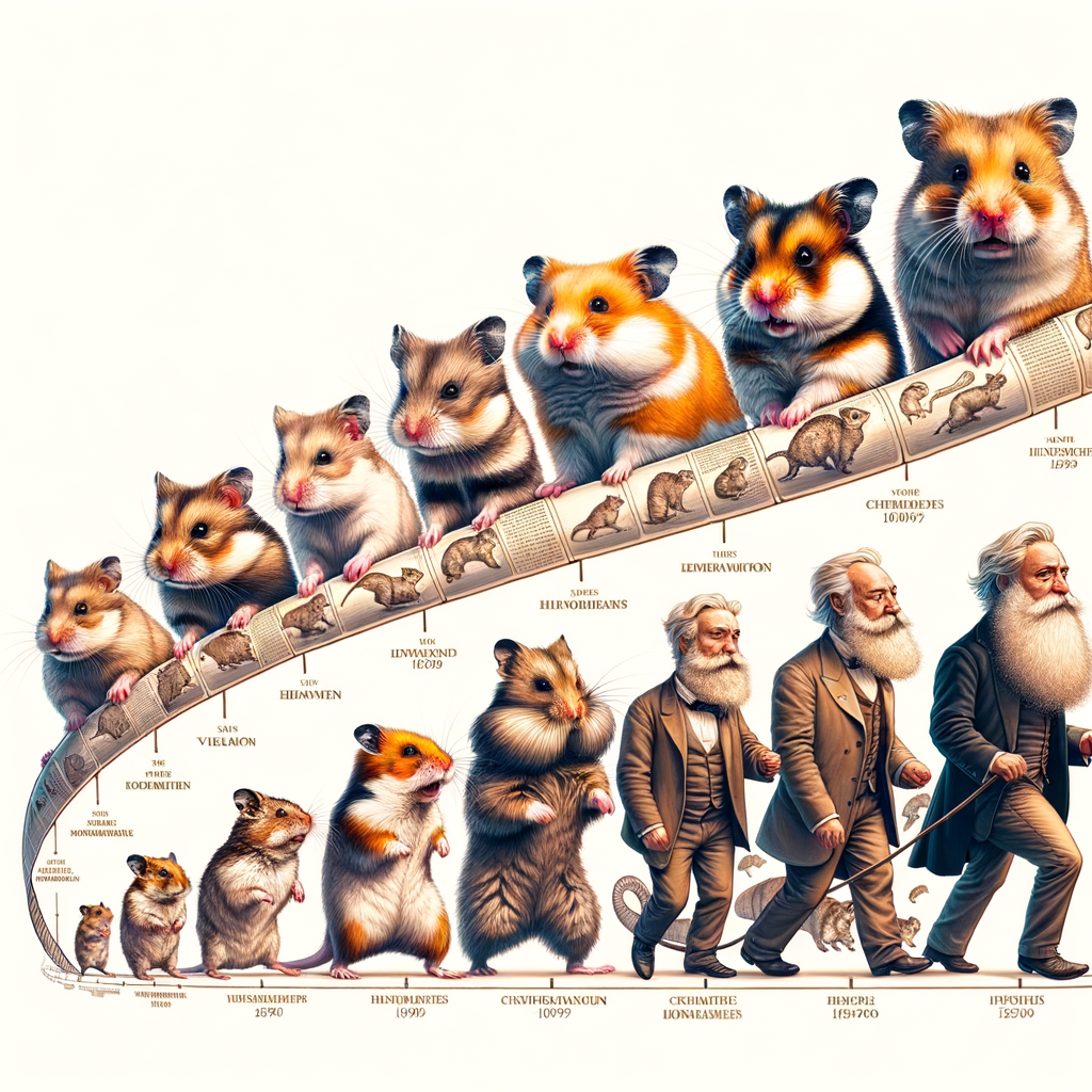 Infographic illustrating the evolution of hamsters, tracing hamster roots from wild origins to pet status, showcasing hamster lineage and species origins for a comprehensive view of hamster history.