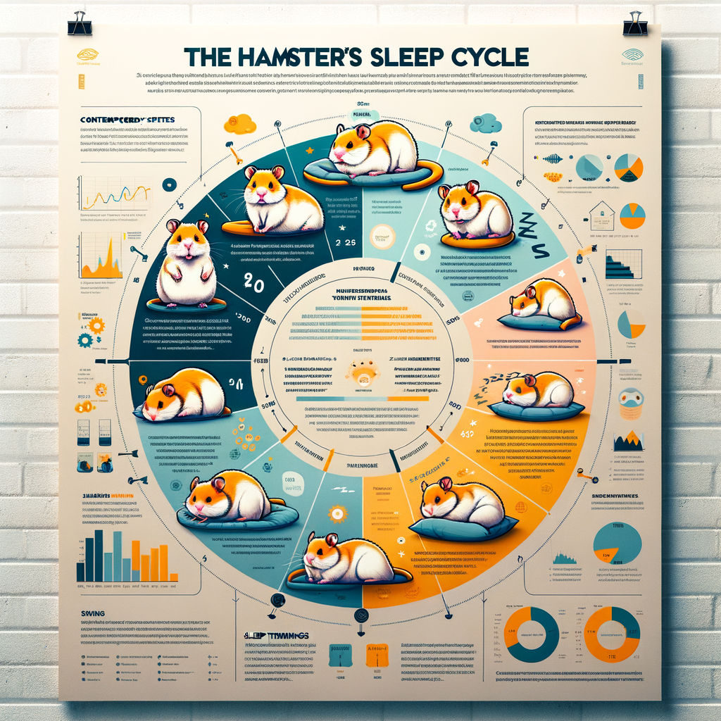 Infographic detailing hamster sleep patterns, sleeping habits, sleep cycle, and the impact on their health, providing insights into understanding hamster sleep behavior, schedule, and recent sleep research for a comprehensive view of hamster slumber.
